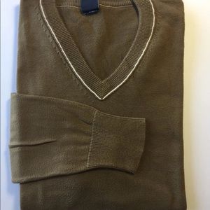 GAP V-Neck Brown Sweater M Long Sleeve Medium Men 100% Cotton